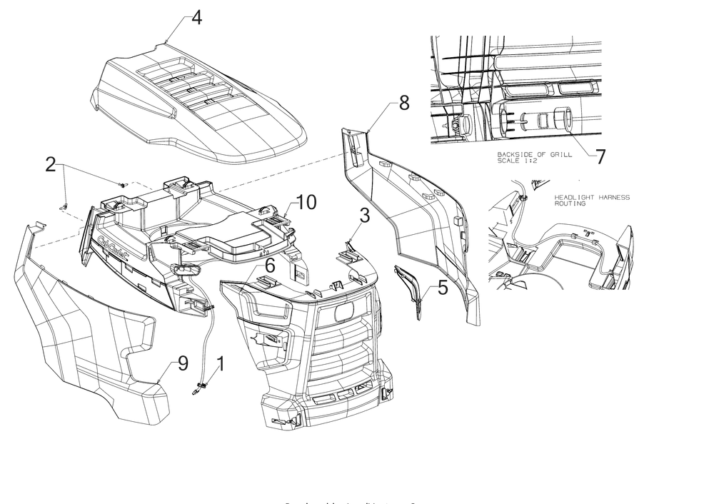 Hood 1 Diagram and Parts List for XT2-LX46EFI (13AZA1CN010)(2020) Cub Cadet Lawn Tractor
